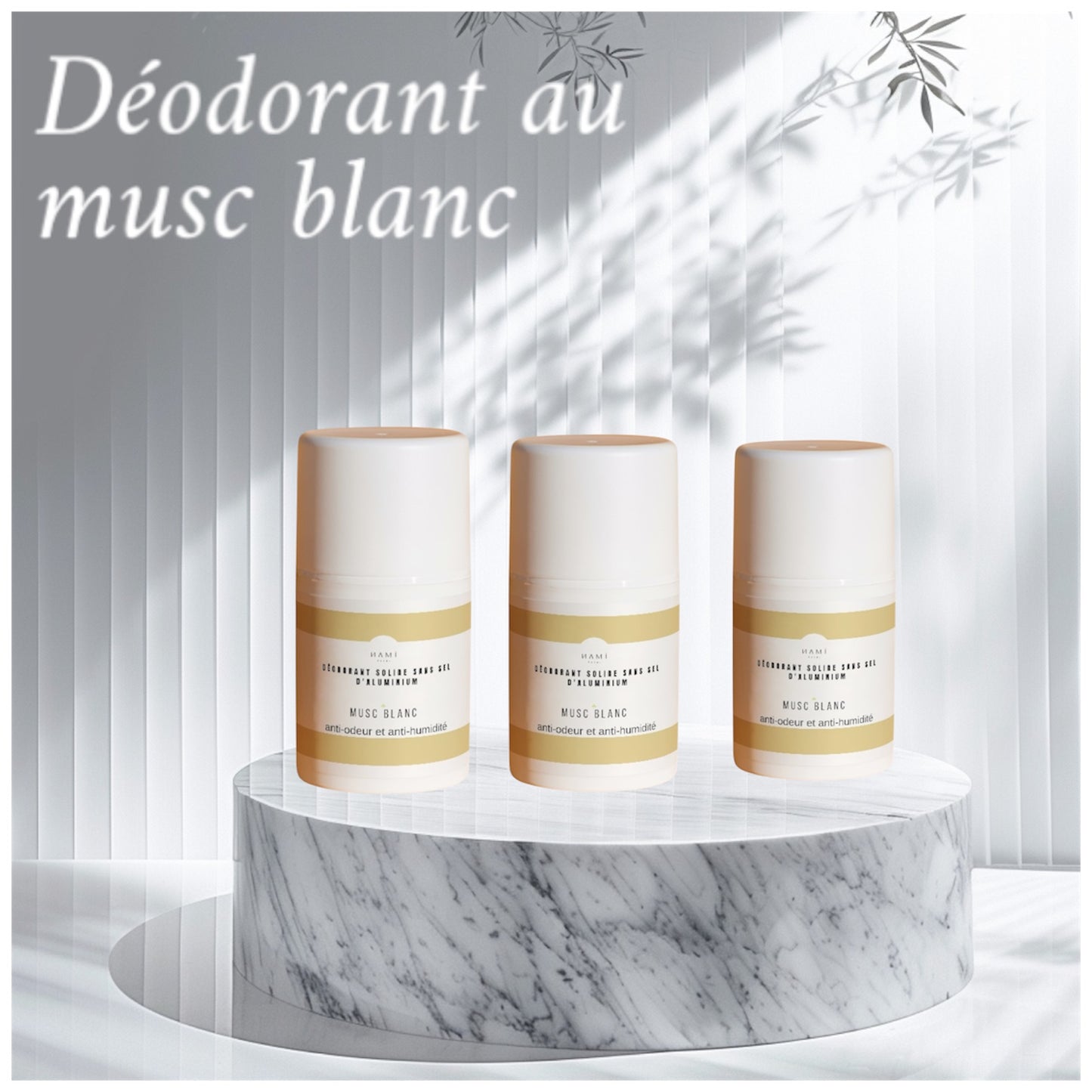 PRÉ COMMANDE lot 3 Deodorant solide au MUSC BLANC